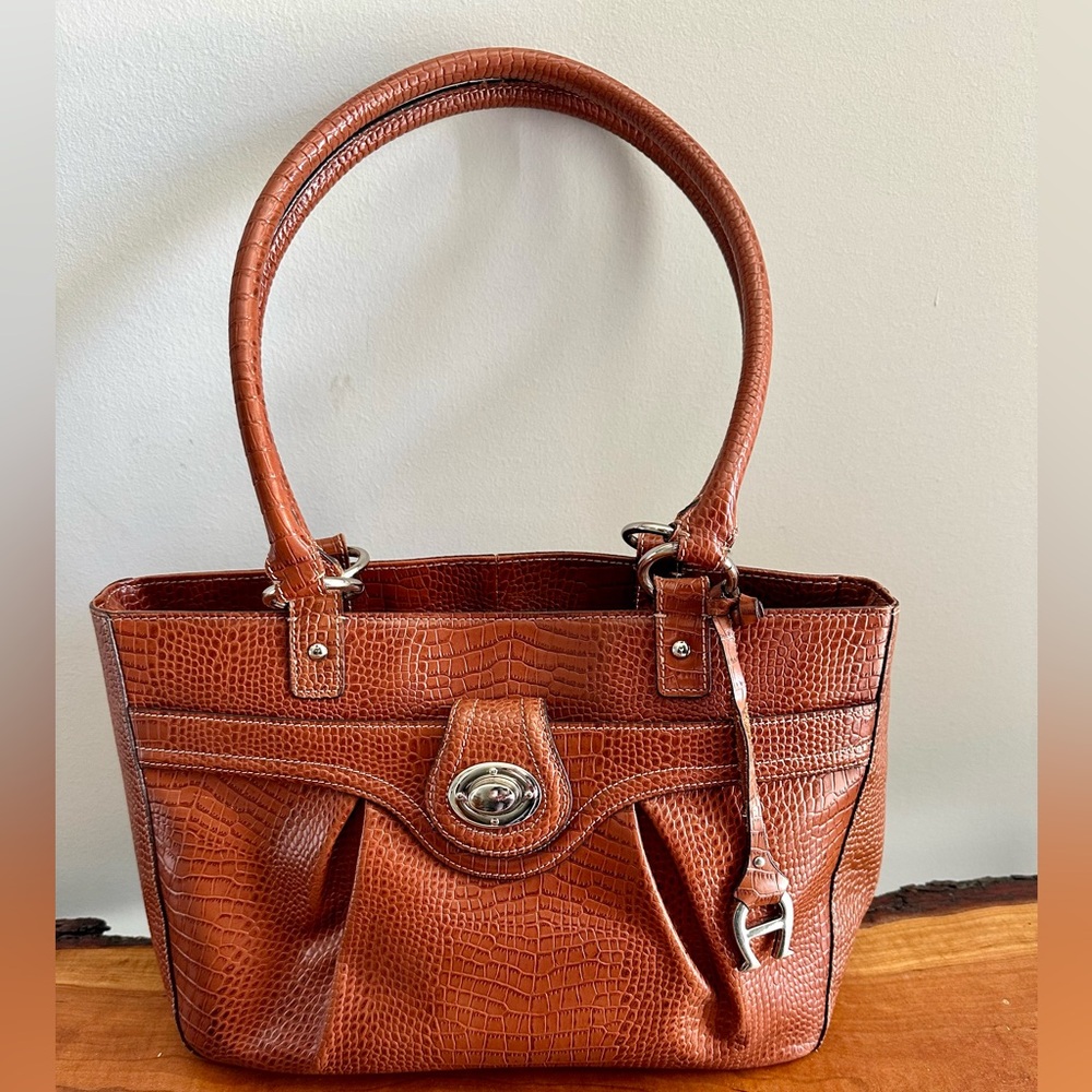 Etienne Aigner Brown/Camel Embossed Leather Purse